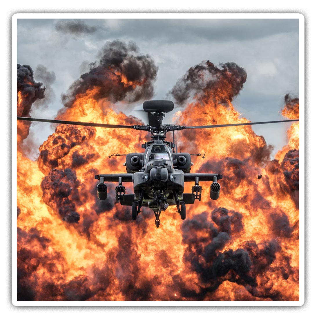 Destination Vinyl Ltd Multi Square Stickers (Set Of 2) 10Cm - Apache Army Attack Helicopter Fire Laptop Tablet Luggage Scrapbook #12474