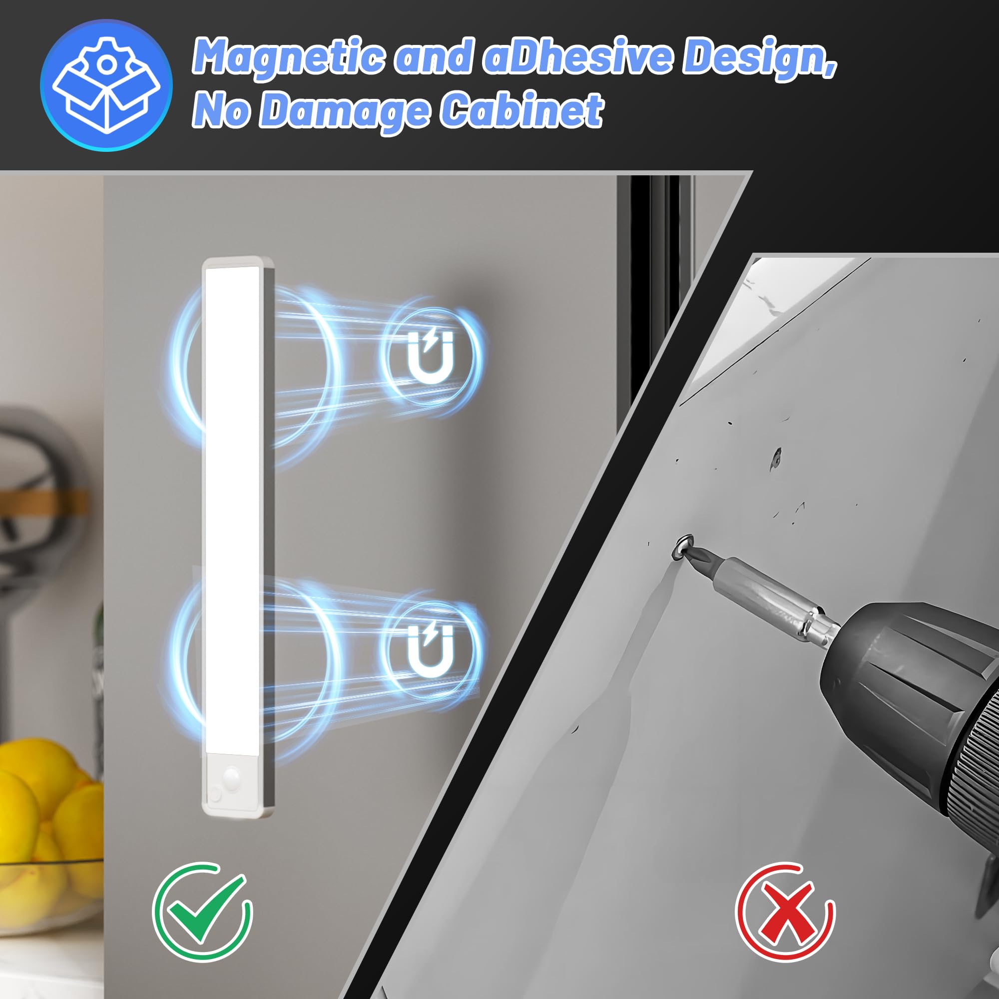 Schrankbeleuchtung Unterbauleuchte Küche LED Bewegungsmelder - 20CM White light 5Pack Kabellose Beleuchtung für Schrank und Regal mit Bewegungsmelder