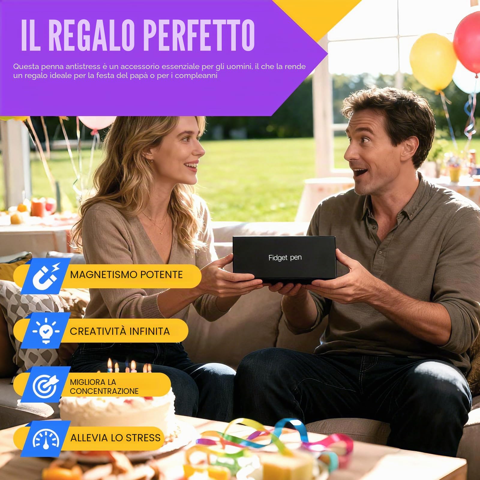 RoserRose Penna Magnetica, Fidget Pen, Pregalo Uomo Compleanno, Regalo Anniversario per Lui, Decompressione Multifunzionale per Scrittura, Regalo Creativo per Uomo, Donna & Adolescenti