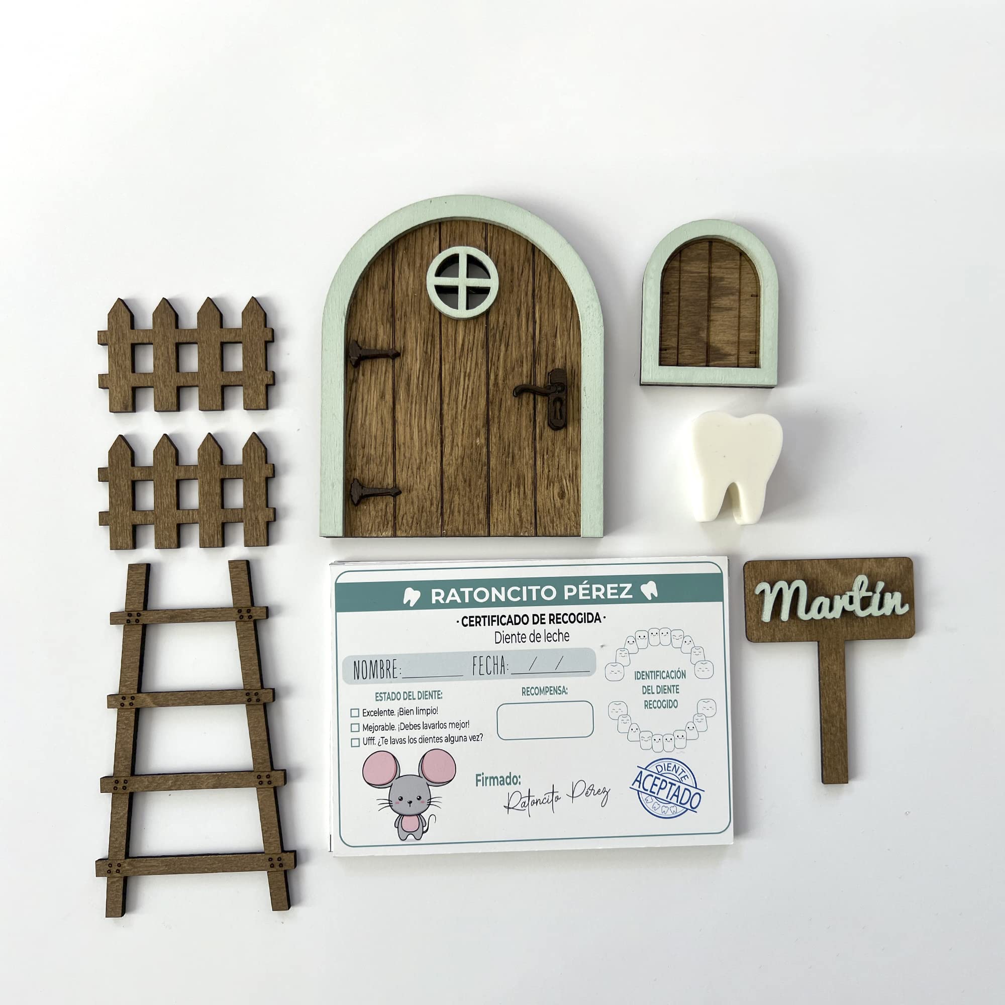 [ Pine & Kids ] Puerta de Ratoncito Pérez Personalizada de Madera a Color