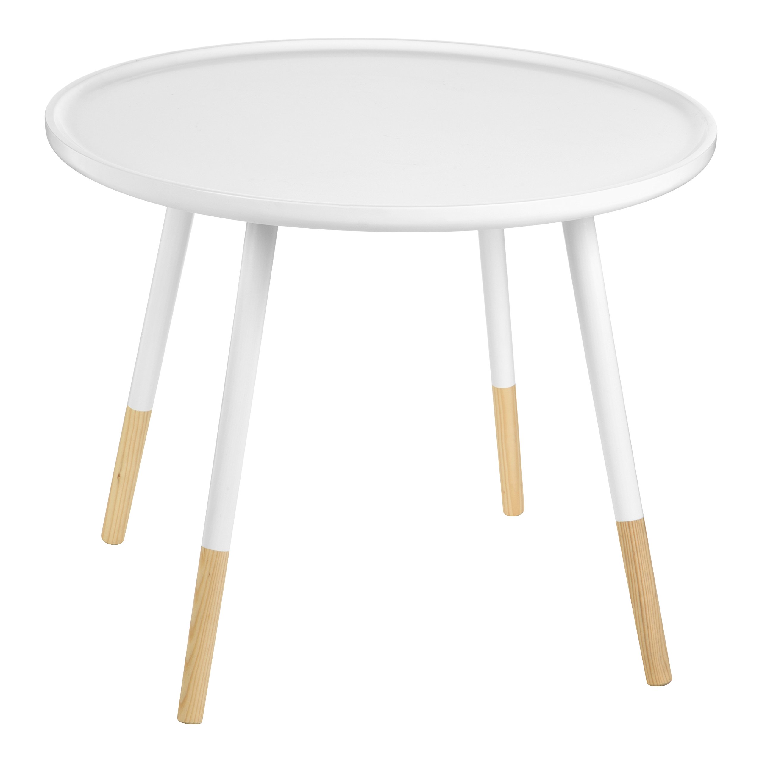 Viborg White And Natural Small Round Side Table - White