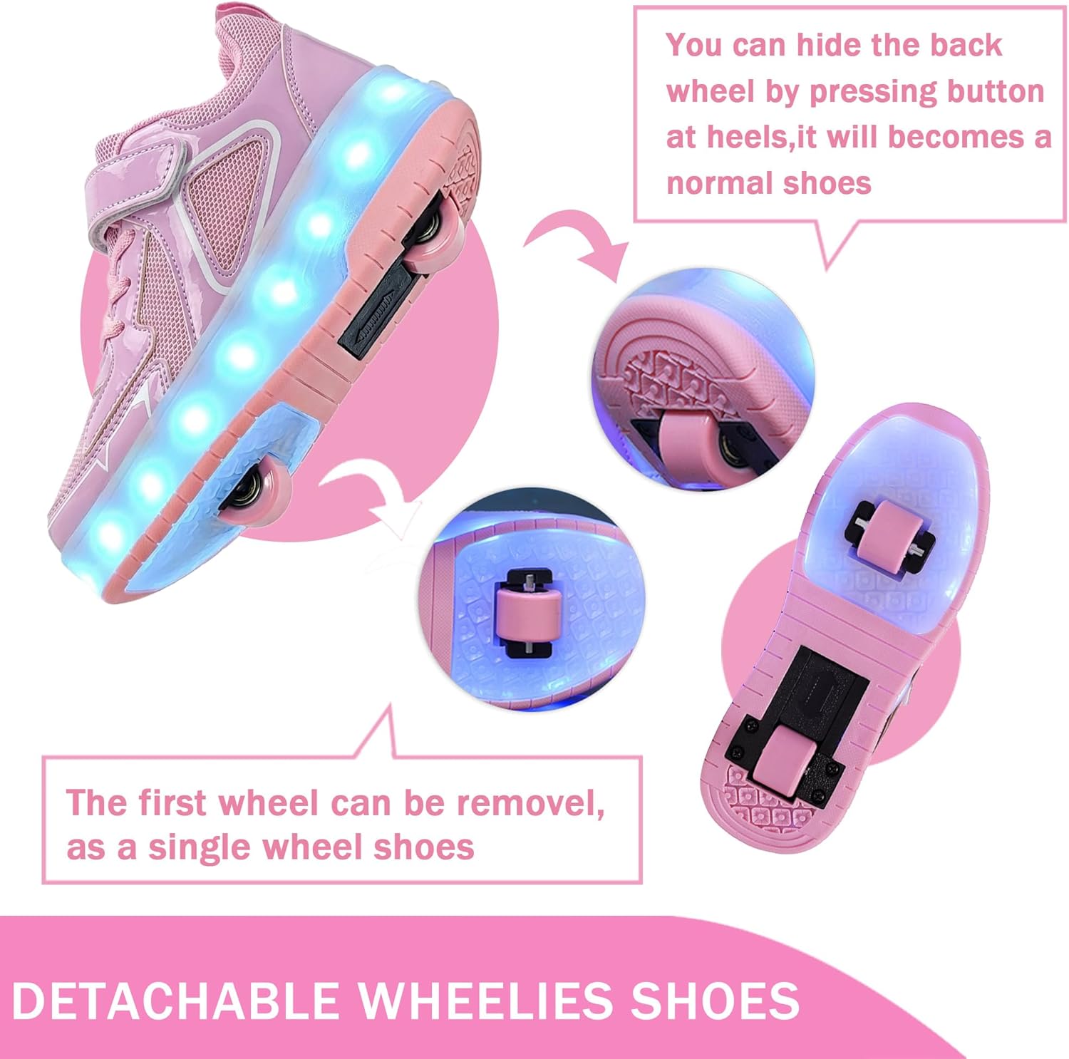 Umerigo Fashion Roller Skate Shoes for Boys Girls Kids Retractable Wheelies Skate Sneakers with Wheels Rolling Skating Shoes