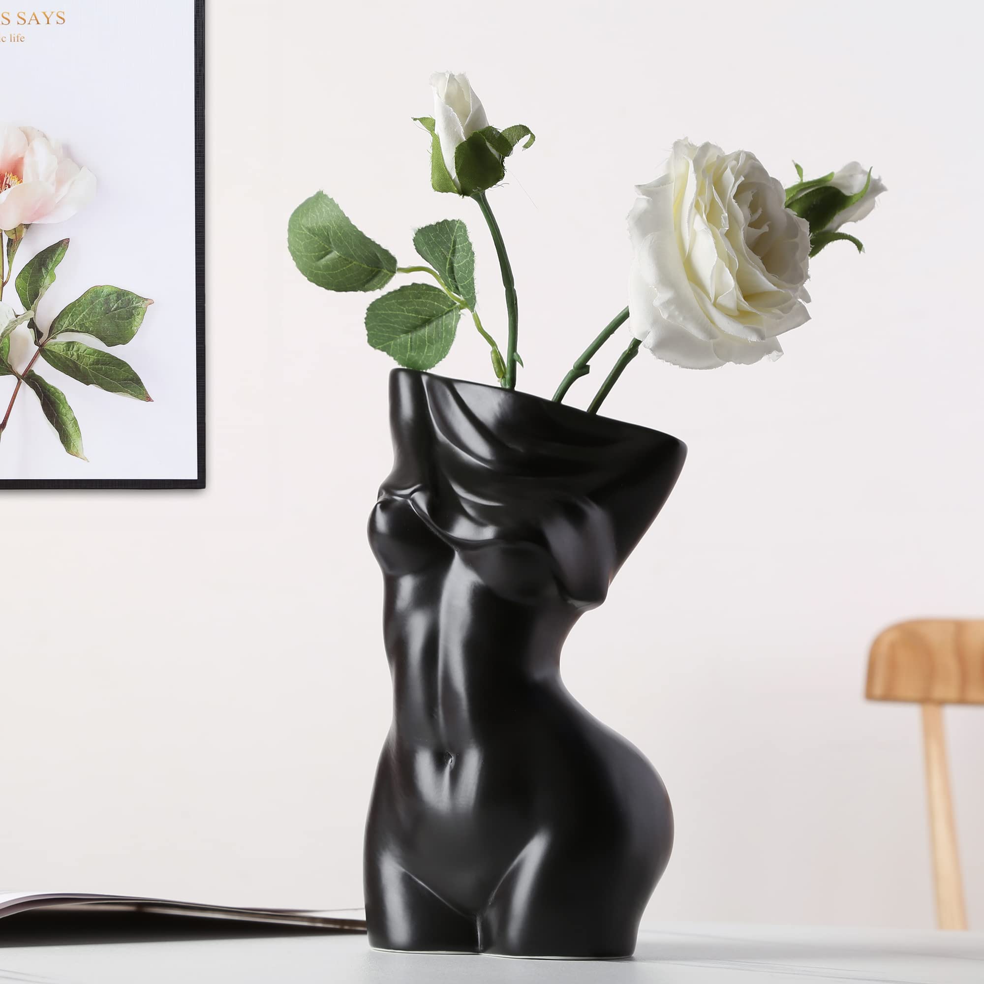 Feminine Body Vases,Feminine Curve Vases,Unique Undressing Look,Decorative Vases, Creative Floral Vases,Ceramic Vases for Modern Bohemian Home Decoration,(Birthday Gifts)