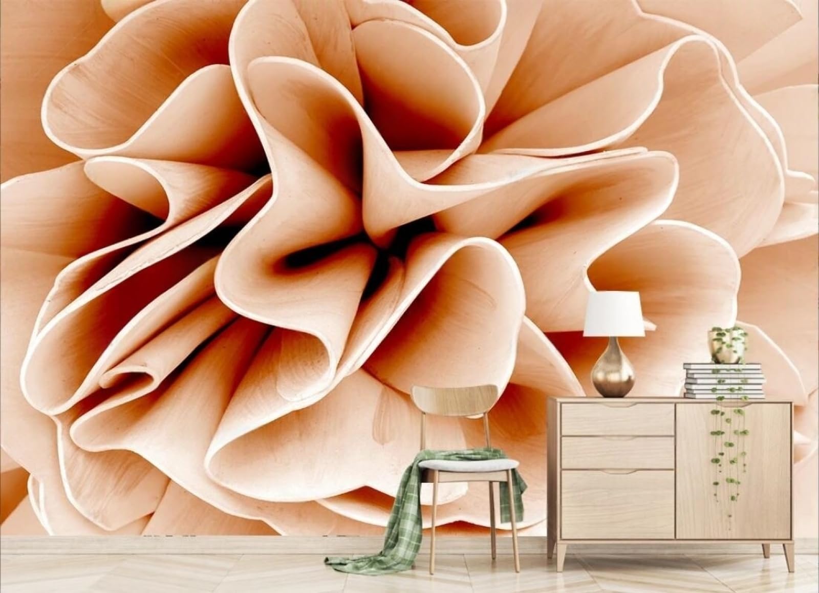 Papier peint fleurs 3D rose moderne tapisserie murale luxe