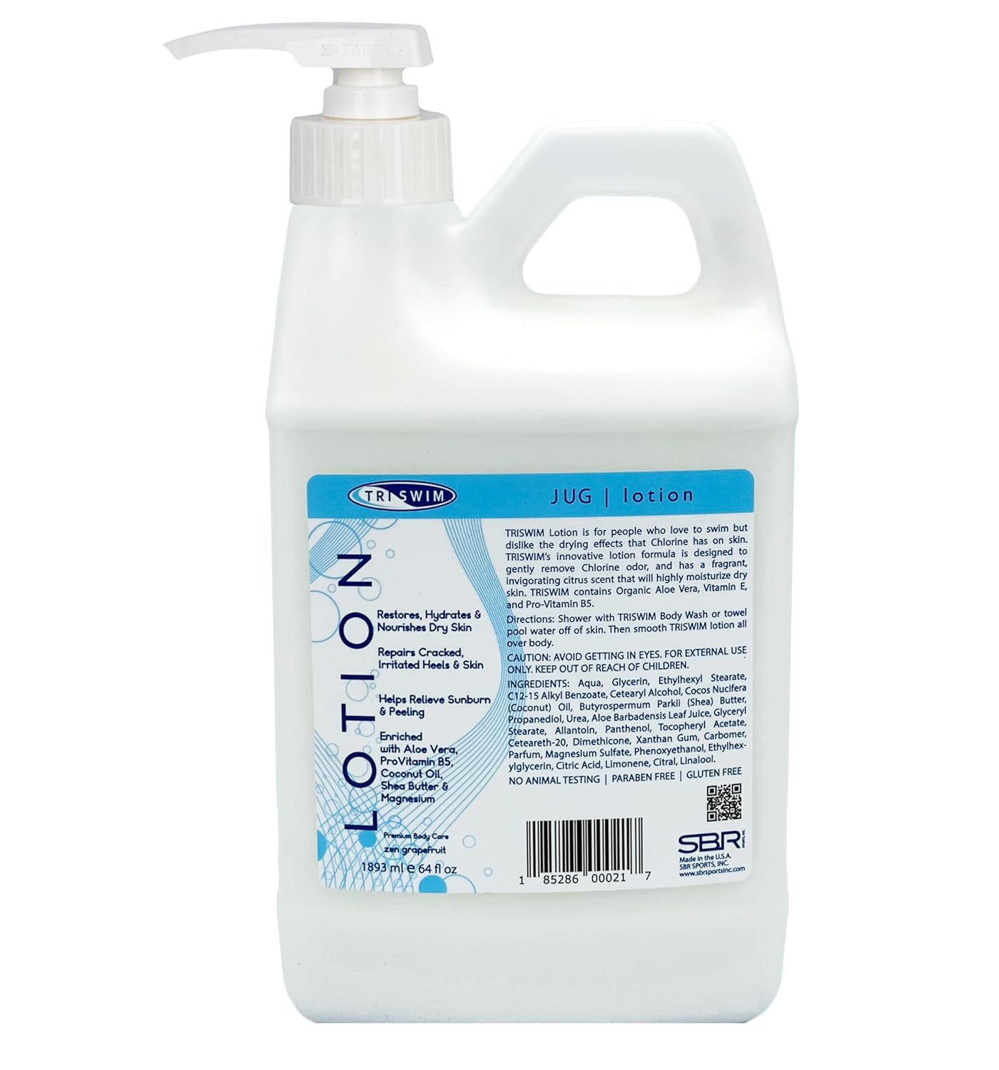 TRISWIM Swim Lotion 32oz | Neutralizes Chlorine, Bromine & Saltwater Odors | Deep Moisturizing Formula for Post-Swim Care | Aloe Vera, Shea Butter & Coconut Oil | Zen Grapefruit Scent