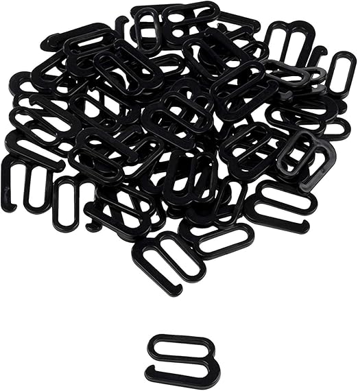 Acizi Black Nylon Coated Metal Replacement Bra Strap Bra Hook 50Pack