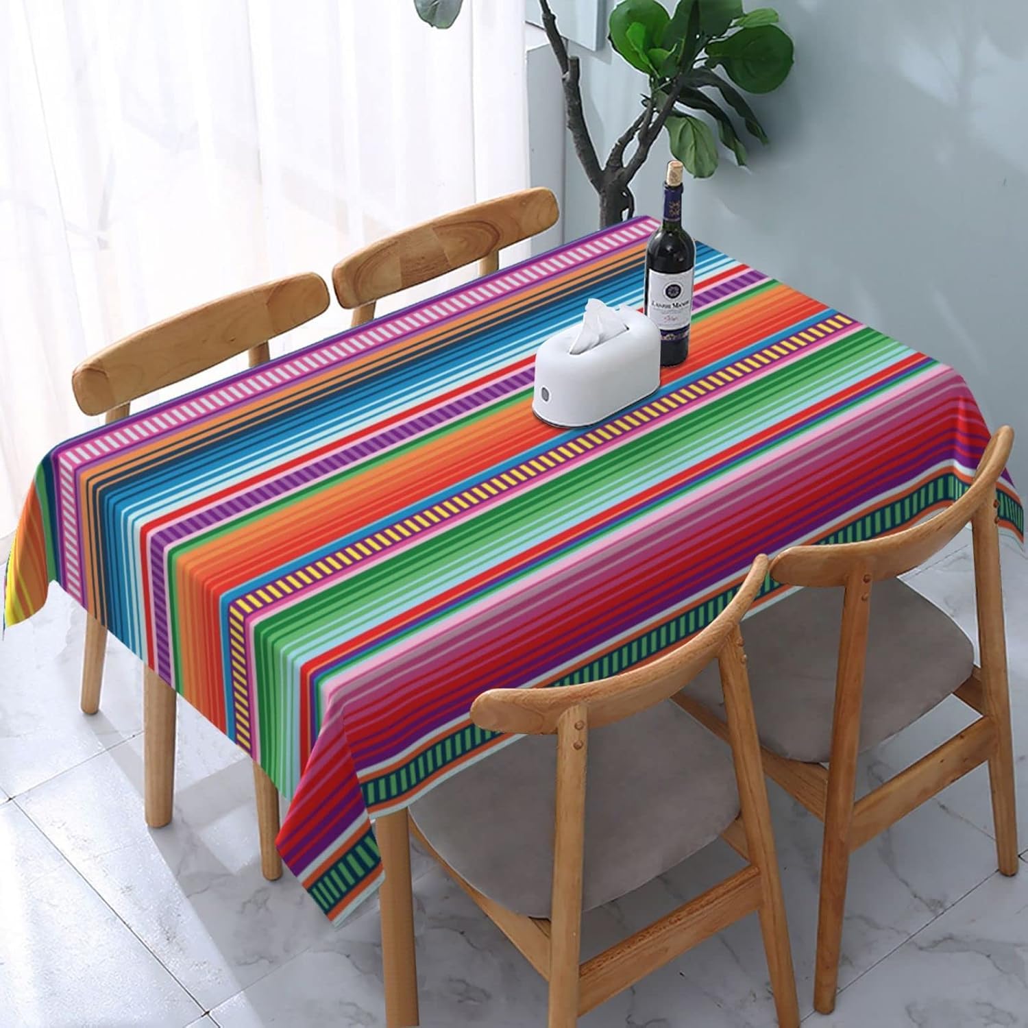 Nappe extérieur imperméable 140x200 cm anti-taches à rayures colorées