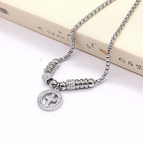 Miniatura 4 de Cross Bracelet for Women Silver Cross Charm Bracelets Adjustable Stainless Steel Jesus Catholic Bracelet Religious Gifts for Women