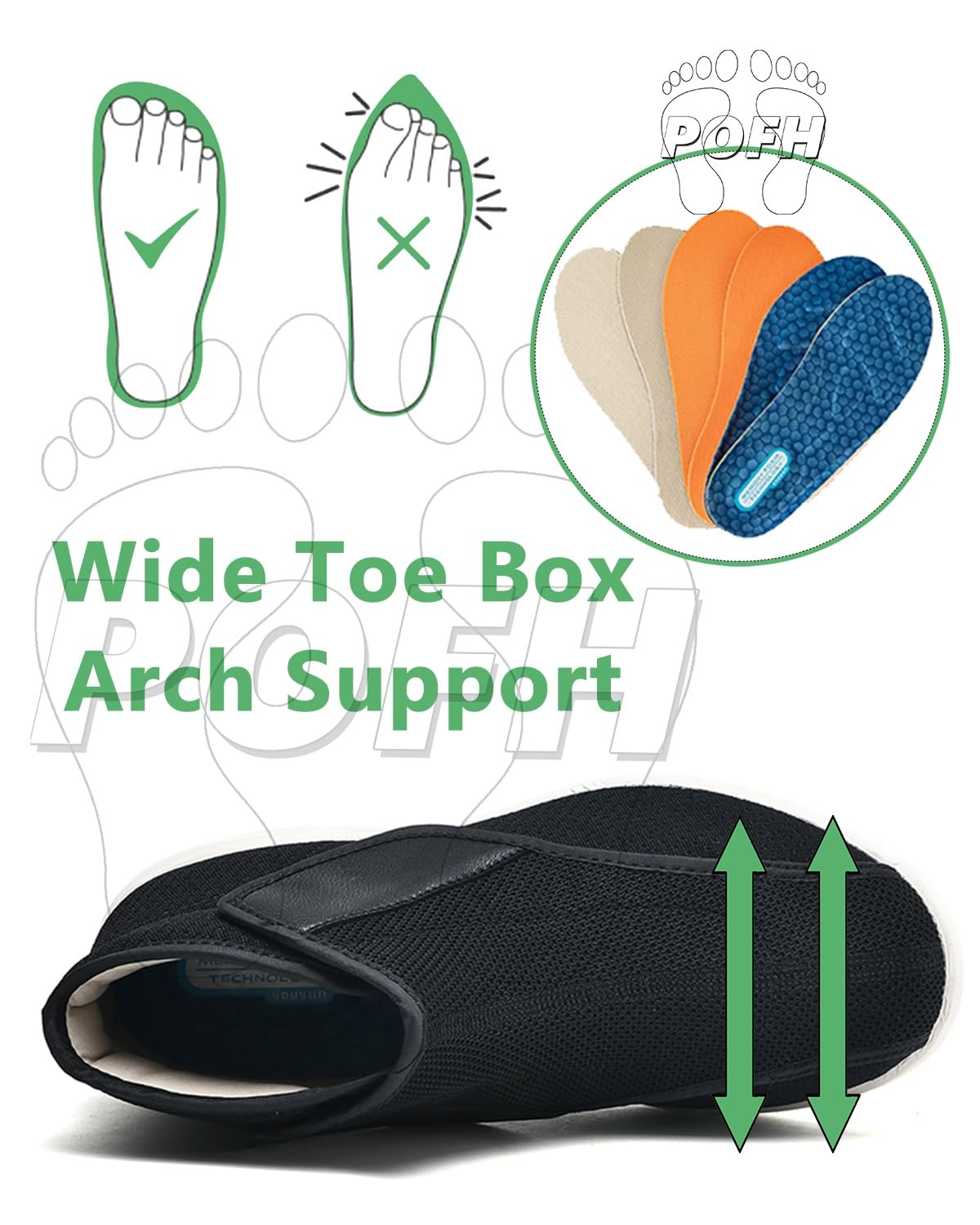 Scarpe Ortopediche Donna per diabetici da Uomo Extra Largo Regolabile Scarpe da Passeggio per gonfiore dei Piedi Ampie Larghezza Hook & Loop Scarpe sanitarie
