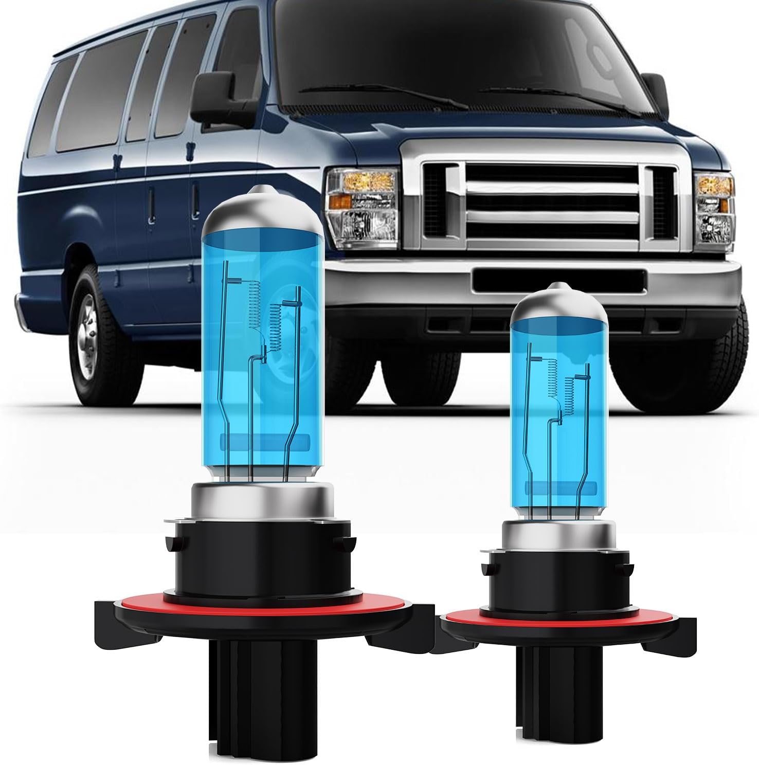 Headlight Bulbs Compatible With Ford E-450 2008-2021, 9008 High Low Beam Headlights Halogen Light Bulb, Super Bright 6000K White, Plug and Play, Pack of 2
