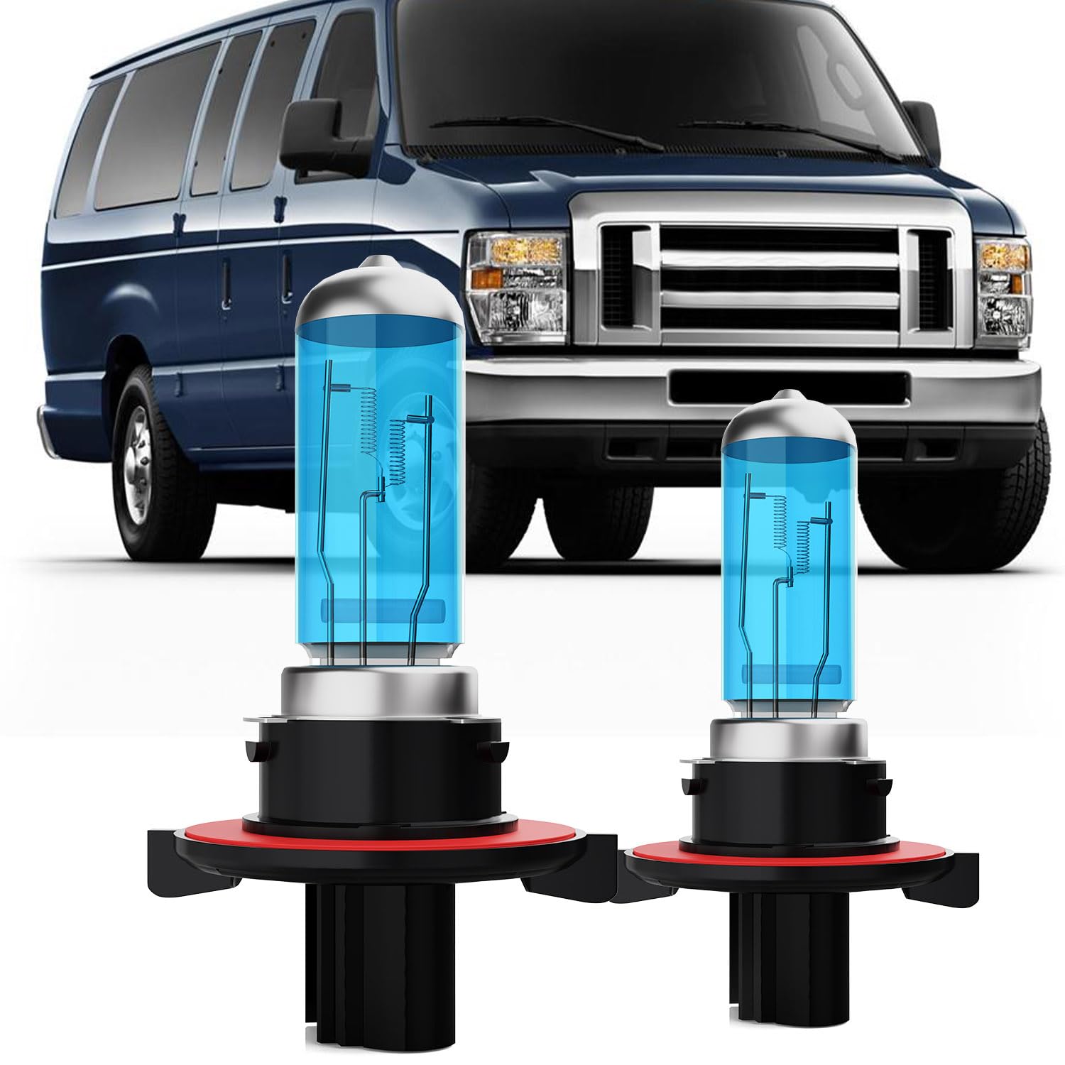 LECCIBUB Headlight Bulbs Compatible With Ford E-450 2008-2021, 9008 High Low Beam Headlights Halogen Light Bulb, Super Bright 6000K White, Plug and