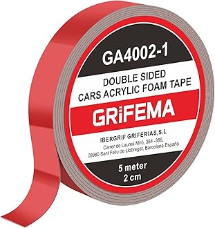 GRIFEMA GA4002-1 Double Sided Foam Tape Heavy Duty, Waterproof Acrylic Adhesive Mounting Tape for Car, Home, Office (Length: 5 Meters), Red