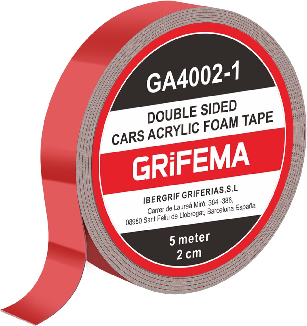 GA4002-1 Double Sided Foam Tape Heavy Duty, Waterproof Acrylic Adhesive Mounting Tape for Car, Home, Office (Length: 5 Meters), Red
