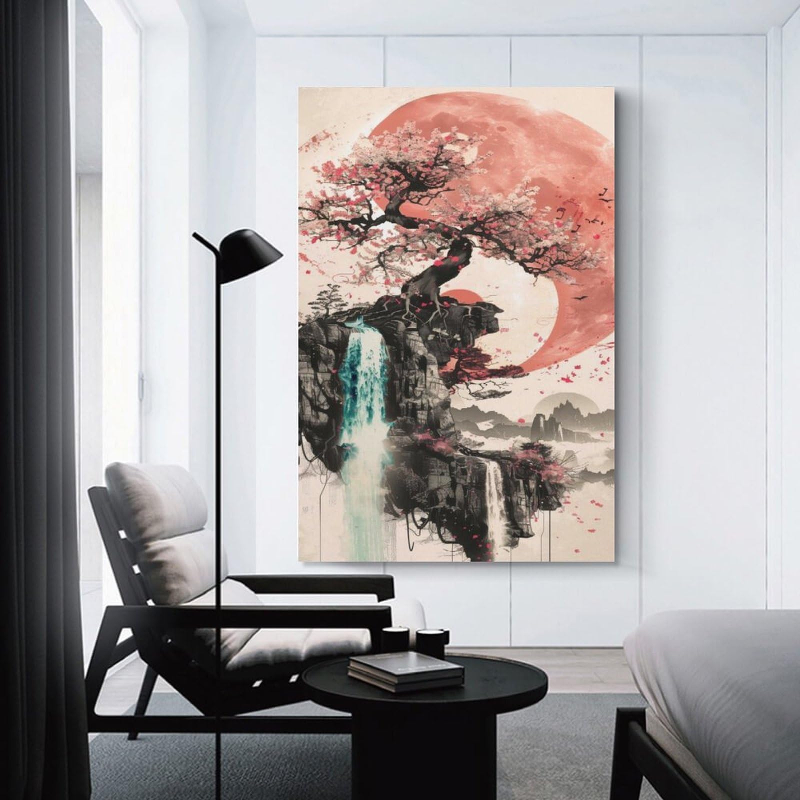 Junmoney Unframe-Style-11 Japanese Cherry Blossom Art Print Canvas Wall Decor, 24X36inch(60X90cm), For Wall Displays, Bedrooms Or Room Updates, Wall Decor Suited To Curated Displays