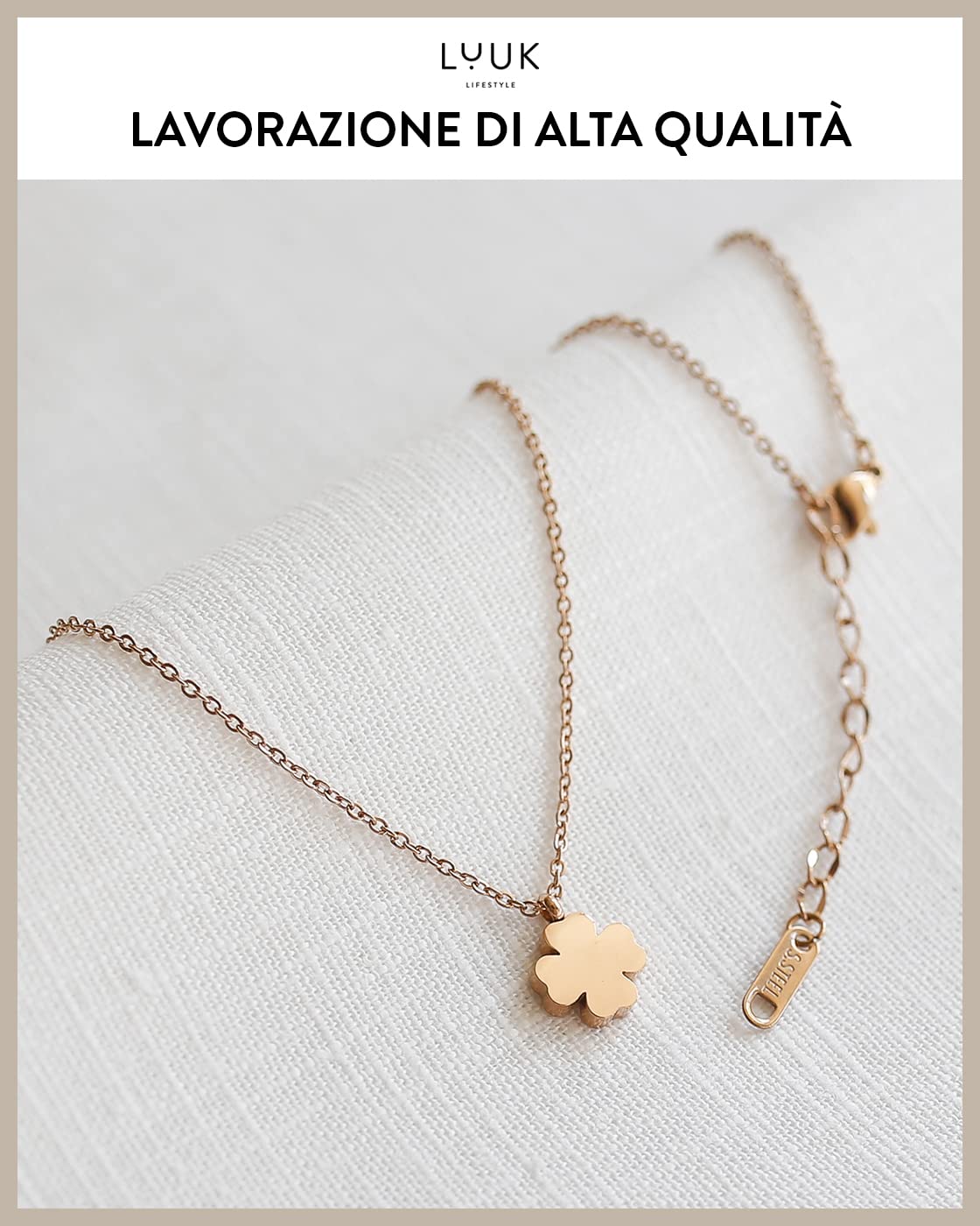 LUUK LIFESTYLE Collane femminili in acciaio inox con ciondolo, gioielli alla moda per tutti i giorni, compagni di viaggio, vacanze o vita quotidiana, idea regalo alla moda, in argento, oro e rosa