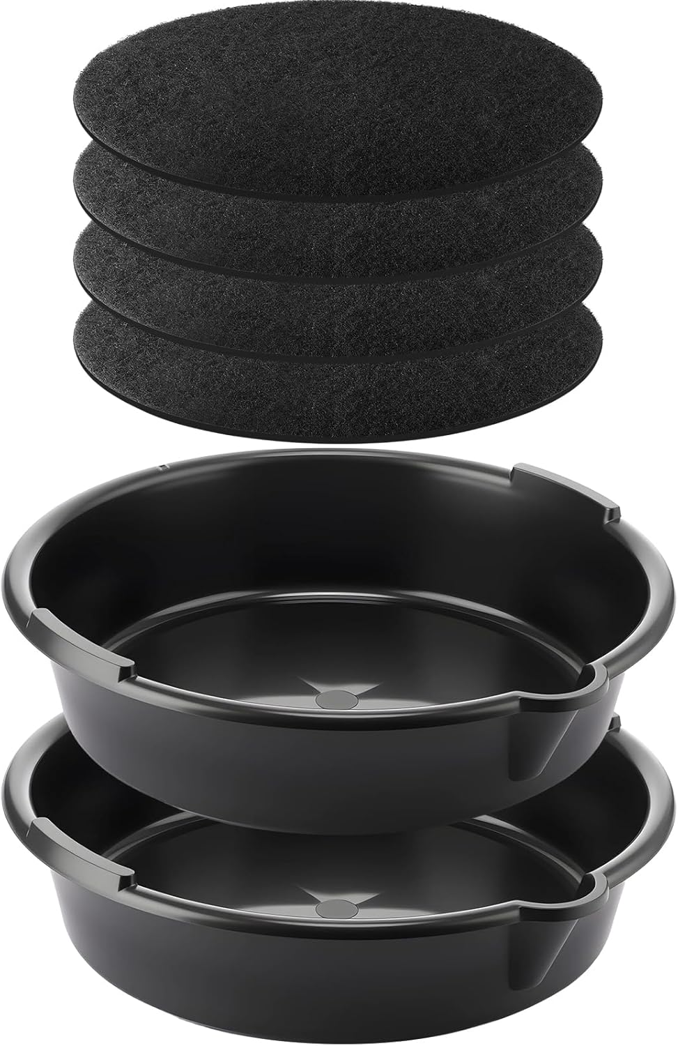 Saillong 2Pcs 1.72 Gallon Oil Drain Pan with 4Pcs Oil Splash Pad for Automotive Fluids, Transmission Fluid, Coolant, Brake Cleaner