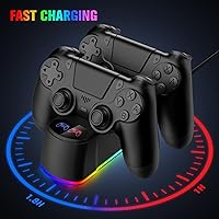 Vista 4 de Fisherg 2 Pack Controllers with Charging Dock Station for PS4 Controller, Wireless Controller Compatible with PS4/Pro/Slim Consoles, with LED