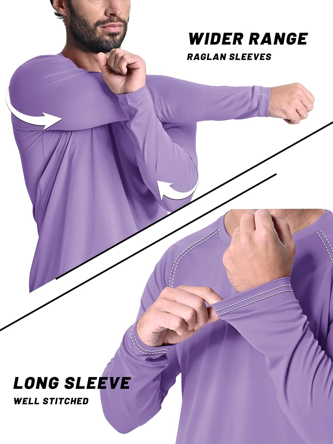 KEFITEVD Men's UV Sun Protection UPF 50+ Shirts Long Sleeve Rash Guard Workout Quick Dry Shirt for Hiking Fishing Swimming - Image 3