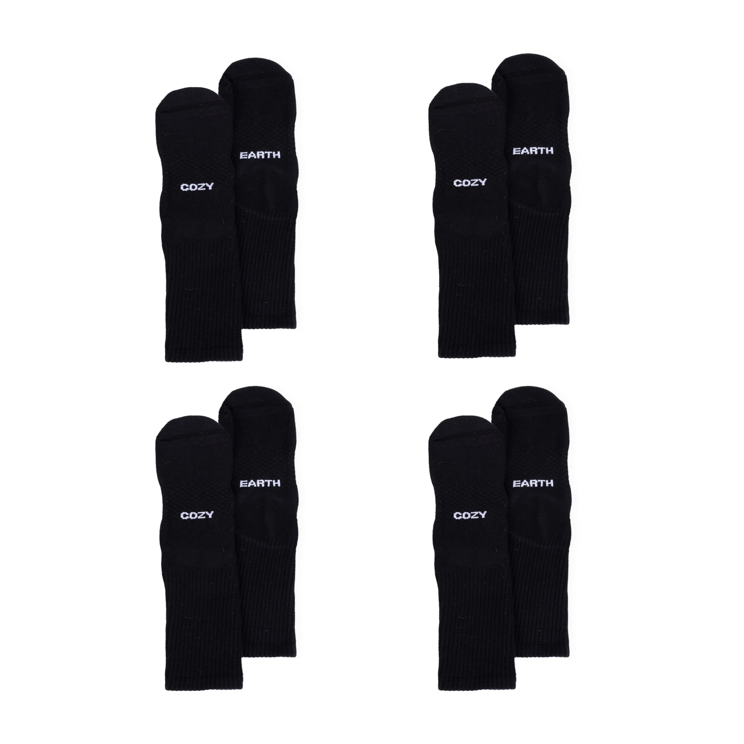 Cozy Earth Essential Calf Socks for Women and Men – Soft 70% Mercerized Cotton Crew Socks 4-Pack Set – Heel & Arch Support