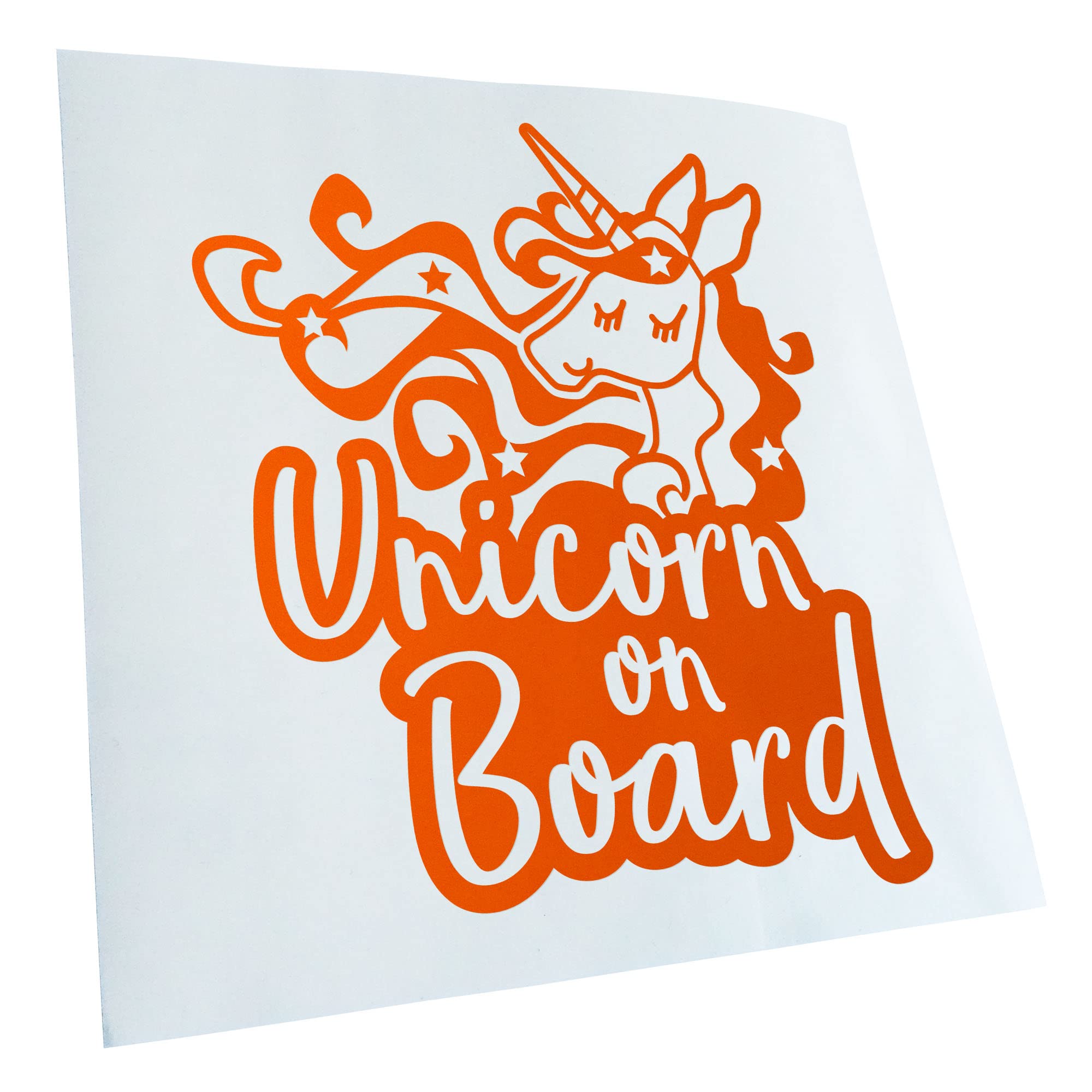 Kiwistar - Car Sticker - Unicorn on Board Unicorn - Orange - 40 x 33 cm - Rear Window Car Sticker Weatherproof for Car Truck Moped Truck - Sticker Exterior Self-Adhesive Tuning Accessories for Window