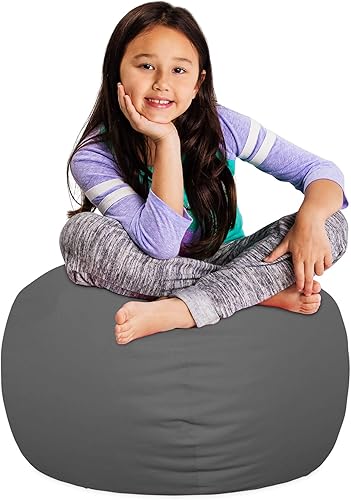 Miniatura 32 de Posh Stuffable - Sillón puff con almacenamiento para niños, contenedor de animales de peluche, organizador de juguetes de niños Lienzo Burbujas Azul