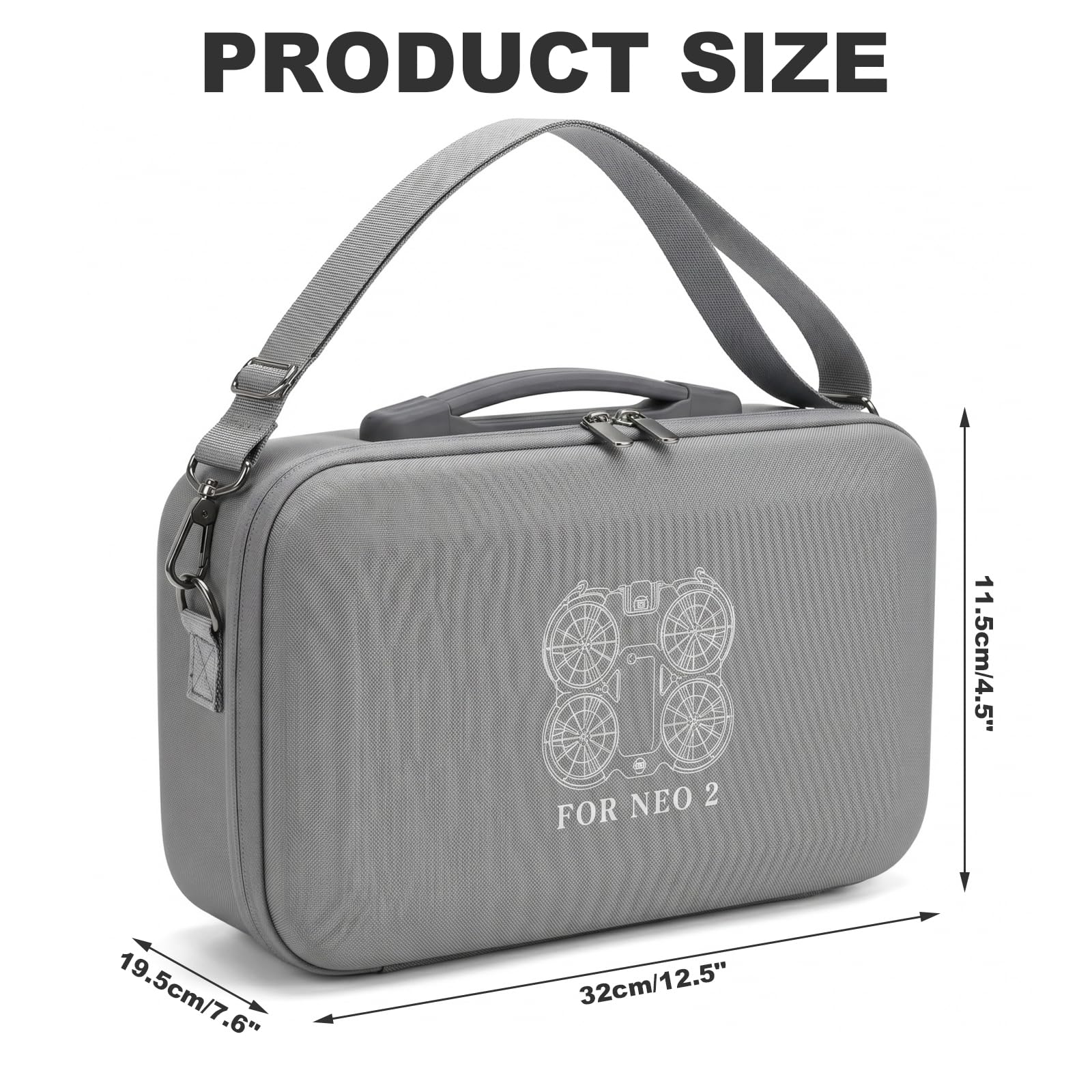 Etui na drony kompatybilne z DJI Neo 2 Fly More Combo i kontrolerem RC-N3, twarda obudowa, torba do przechowywania drona, torba podróżna z paskiem na ramię do drona, baterii i akcesoriów