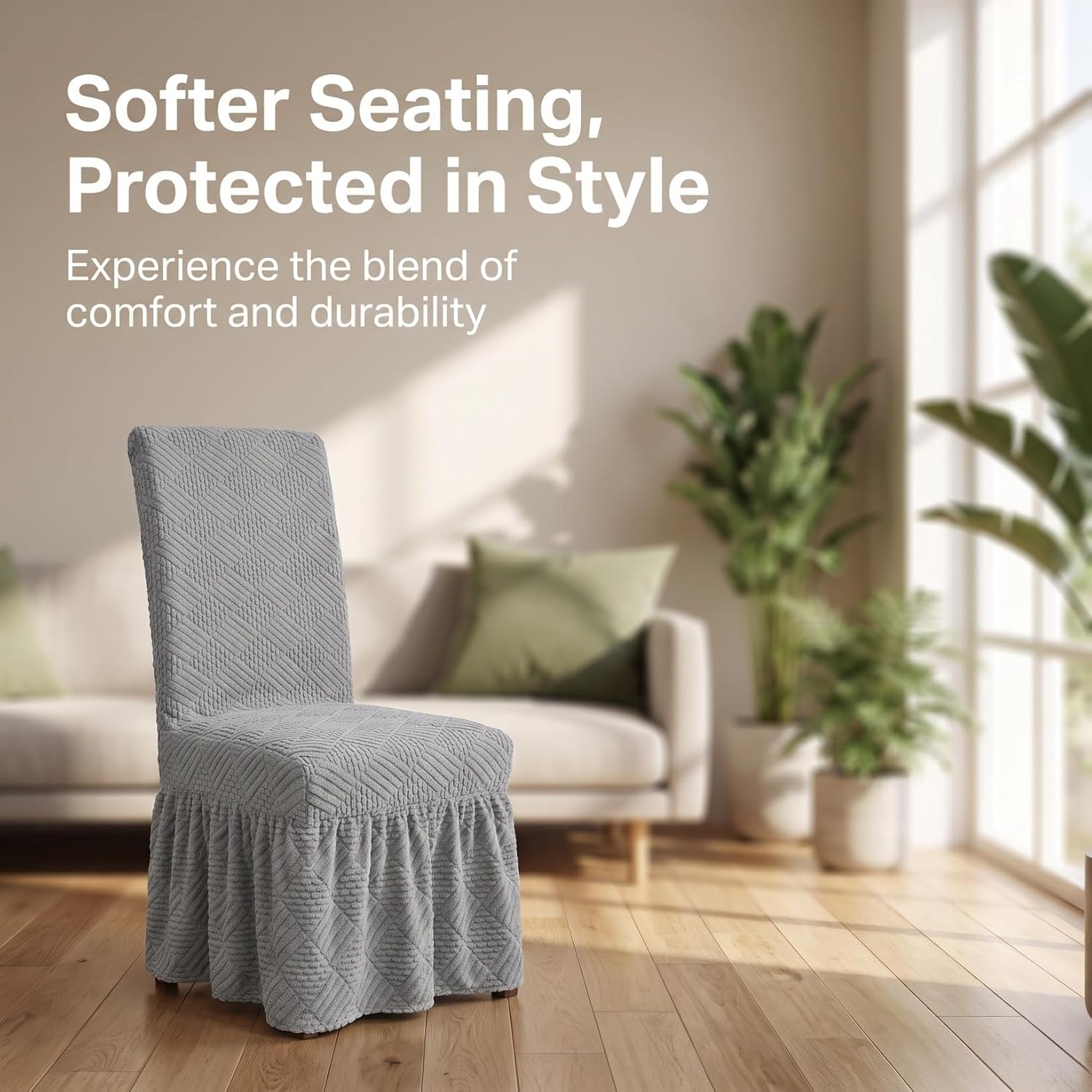 KALLORY Stretch Dining Chair Covers with Backrest, Removable Slipcovers