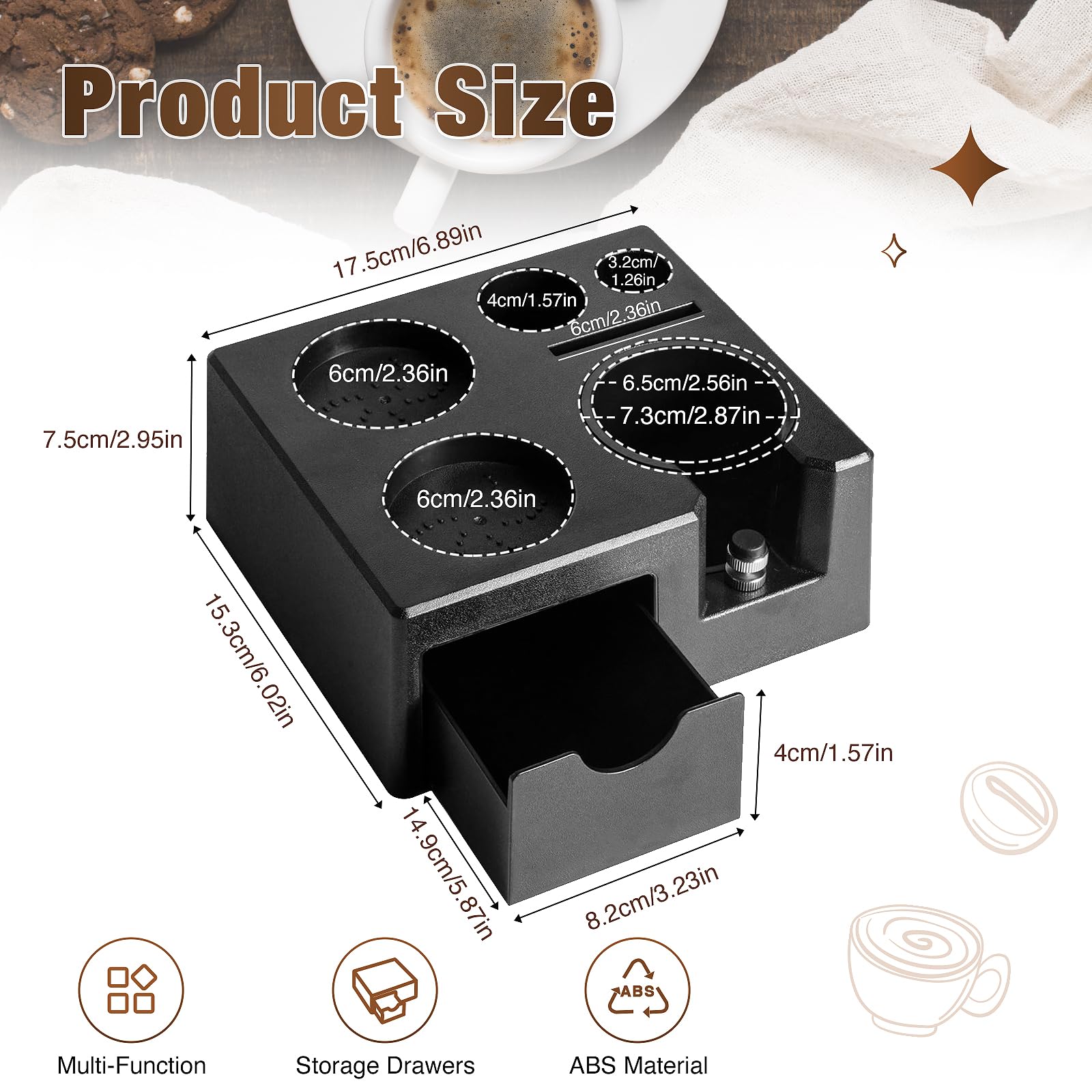 GBKDQQ Tamper Station for Barista 51-58mm | Black ABS Espresso Tamping Station with Adjustable Height | Universal Barista Accessory for Coffee Machine Filter Holder | Coffee Tamper Stand