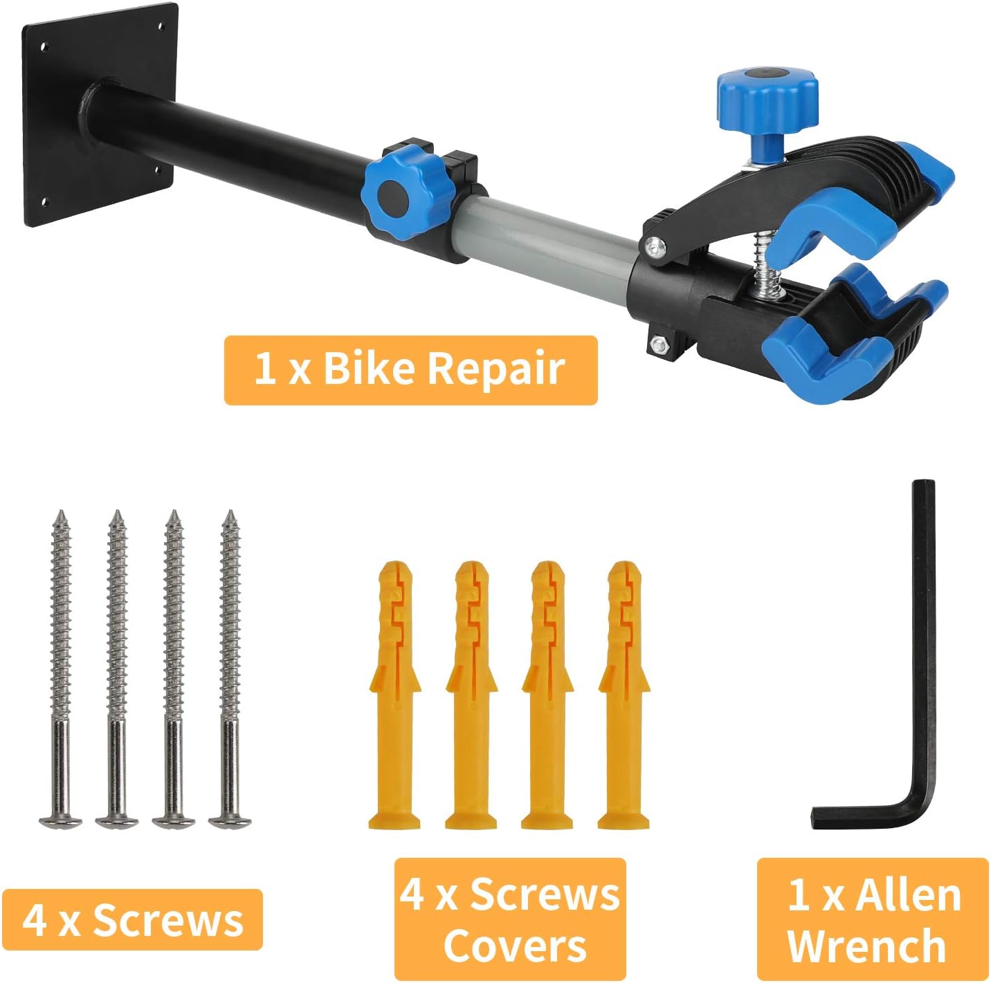Bike Repair Stand Wall Mount, Bicycle Maintenance Rack, Bike Workstand, Height Adjustable and Portable for Road Mountain Bikes, blue+black