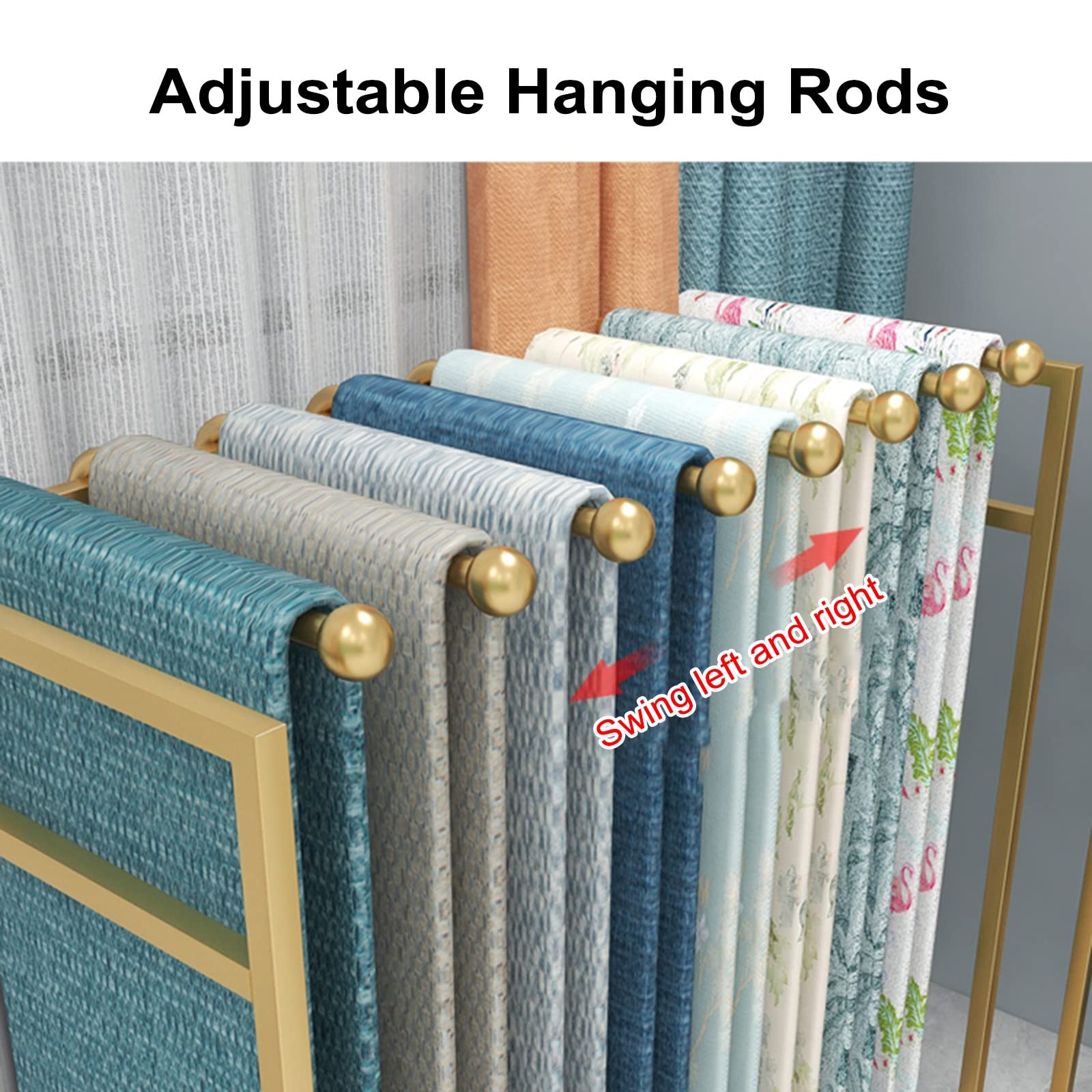 Générique Présentoir en métal Robuste pour courtepointes, draps, Foulards, Rideaux et Serviettes - Barre de Suspension pivotante - Peut Supporter jusqu'à 15 kg - Organisateur Commercial (Noir)