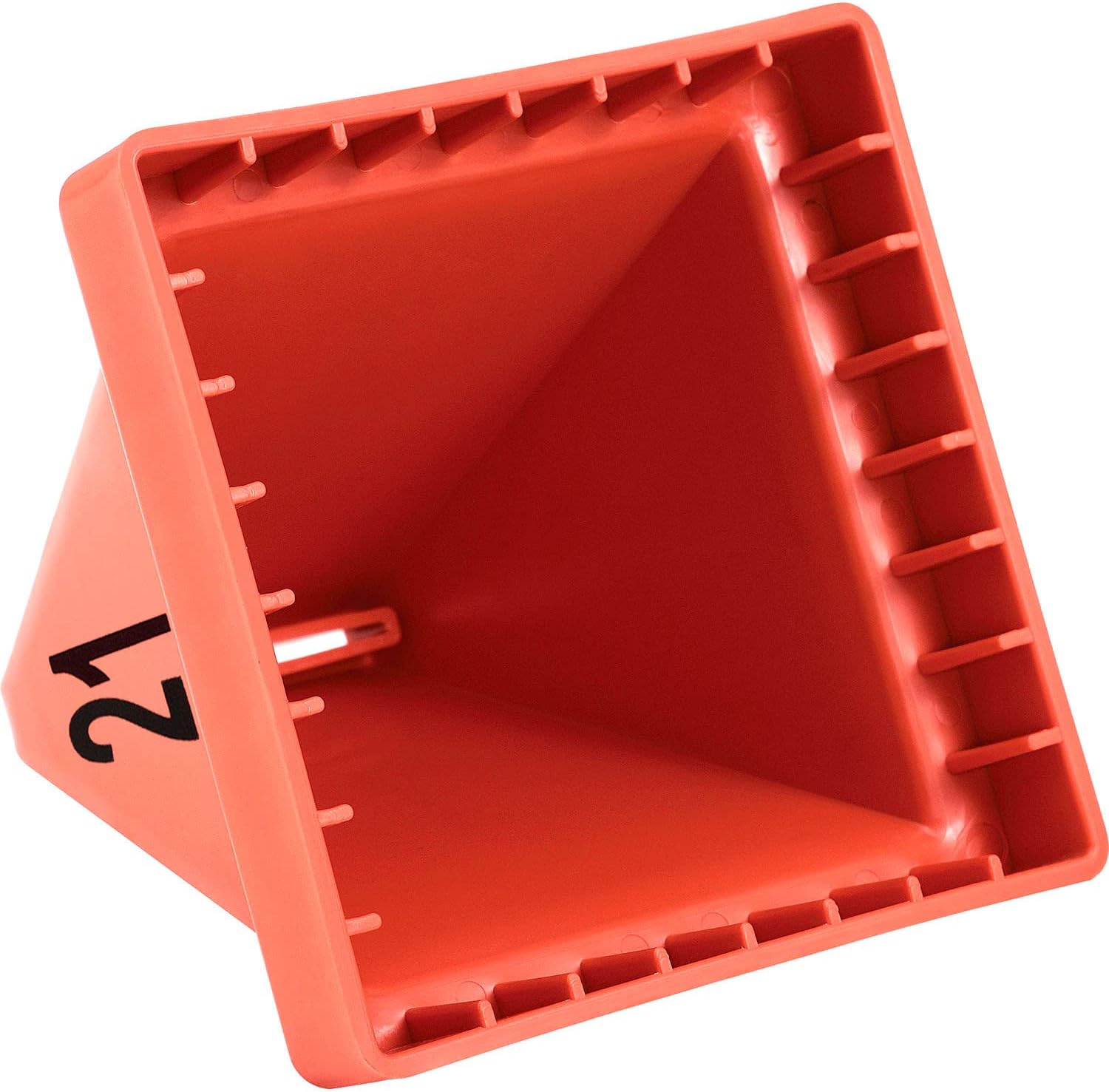 Global Industrial Numbered Pallet Control Cones, Four-Sided, Numbers 21-40, High-Impact Plastic Construction, 4-1/2"L x 4-1/2"W x 4-3/8"H, Red, 20 Pack