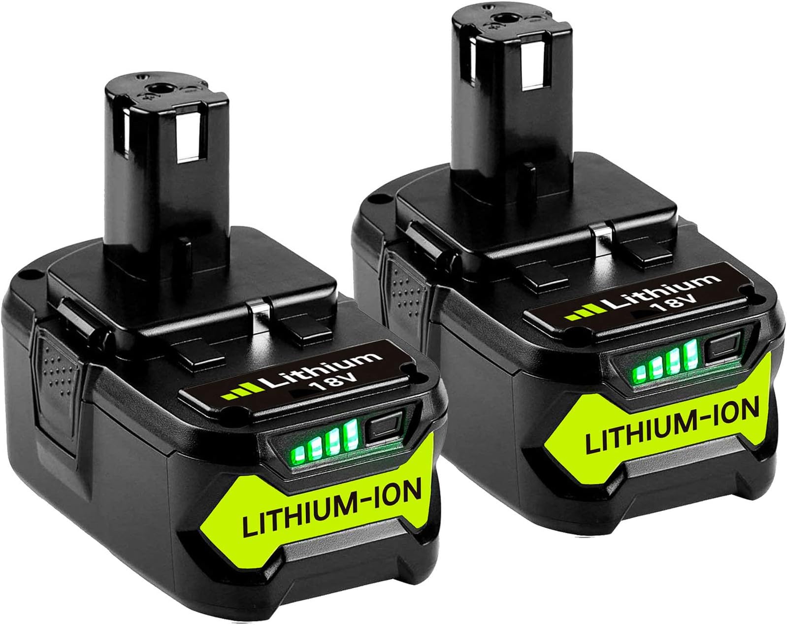 2Packs Replacement for Ryobi 18V 5.0Ah Battery P108 P107 P122 P104 P105 P102 P103 ONE+ RB18L50 RB18L25 RB18L15 RB18L13 with LED Indicator
