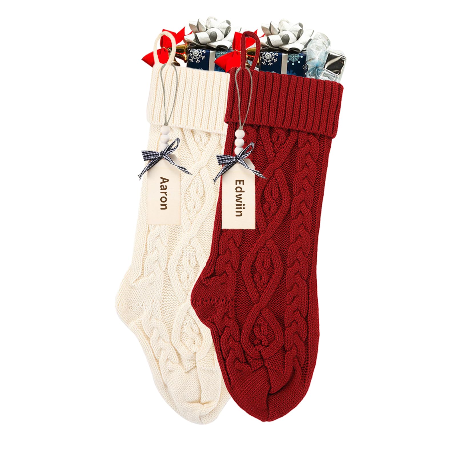 houscly 18 Inches Personalized Christmas Stockings: 2 Pack - stockings and holders | Mubboo