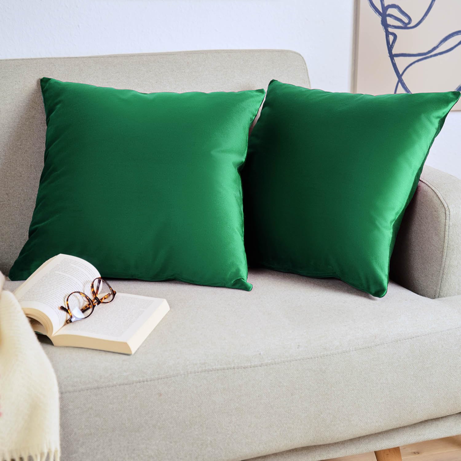 Blumtal Set di 2 Federe Cuscini Divano 30x50 cm in Velluto, con Chiusura Lampo Invisibile, Eleganti Copricuscini Divano in Morbido Velluto,Taglia 30 x 50, Verde Natura