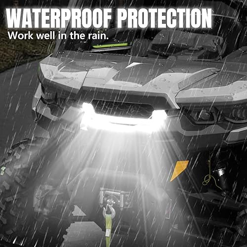 Miniatura 5 de A & UTV PRO Fang - Luz decorativa para Can Am DefenderDefender MAX HD5 HD8 HD10 2016-2019, UTV frontal LED Signature Mesh Grille diurno, accesorios