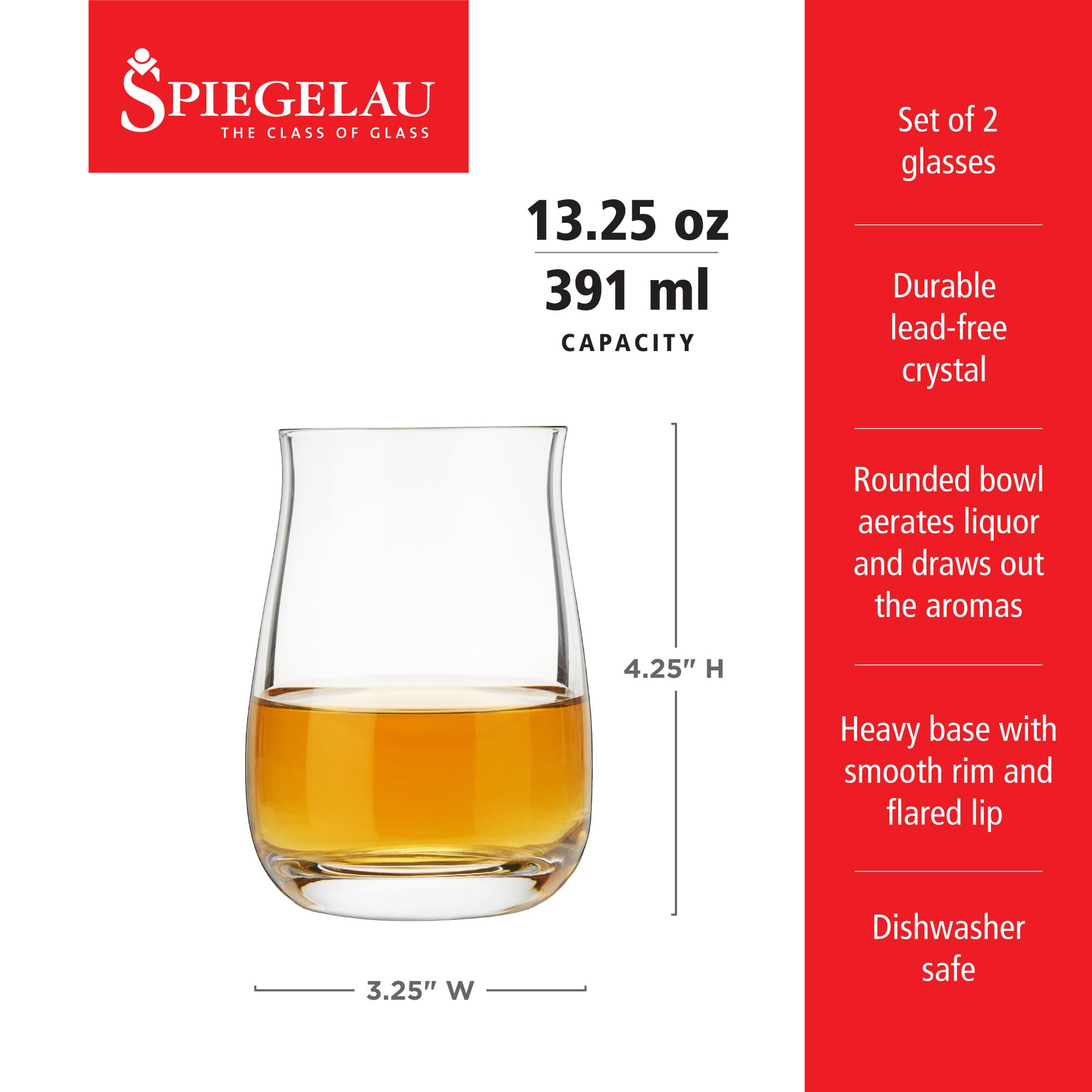 Spiegelau Juego de 2 vasos de whisky de 380 ml, diseño de barril único, 4460166