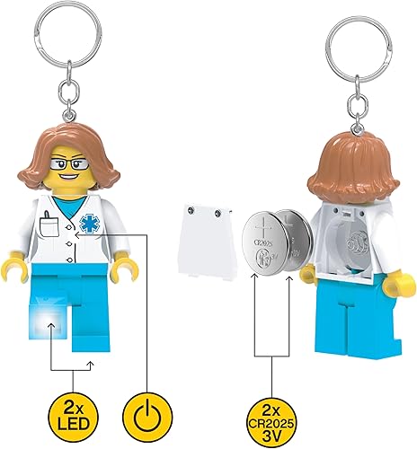 Miniatura 7 de LEGO City KE185H - Llavero de luz grande de 3 pulgadas de alto - Doctor (KE185H), Azul, Talla única
