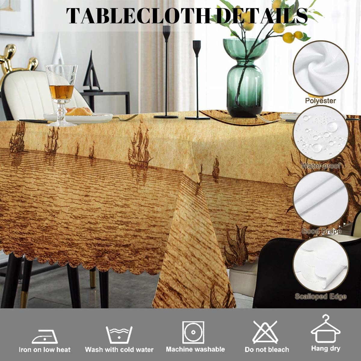 Red Chili Pepper Tablecloth - 52x70 Inch, Wrinkle-Free, For Farmhouse Dining & Parties
