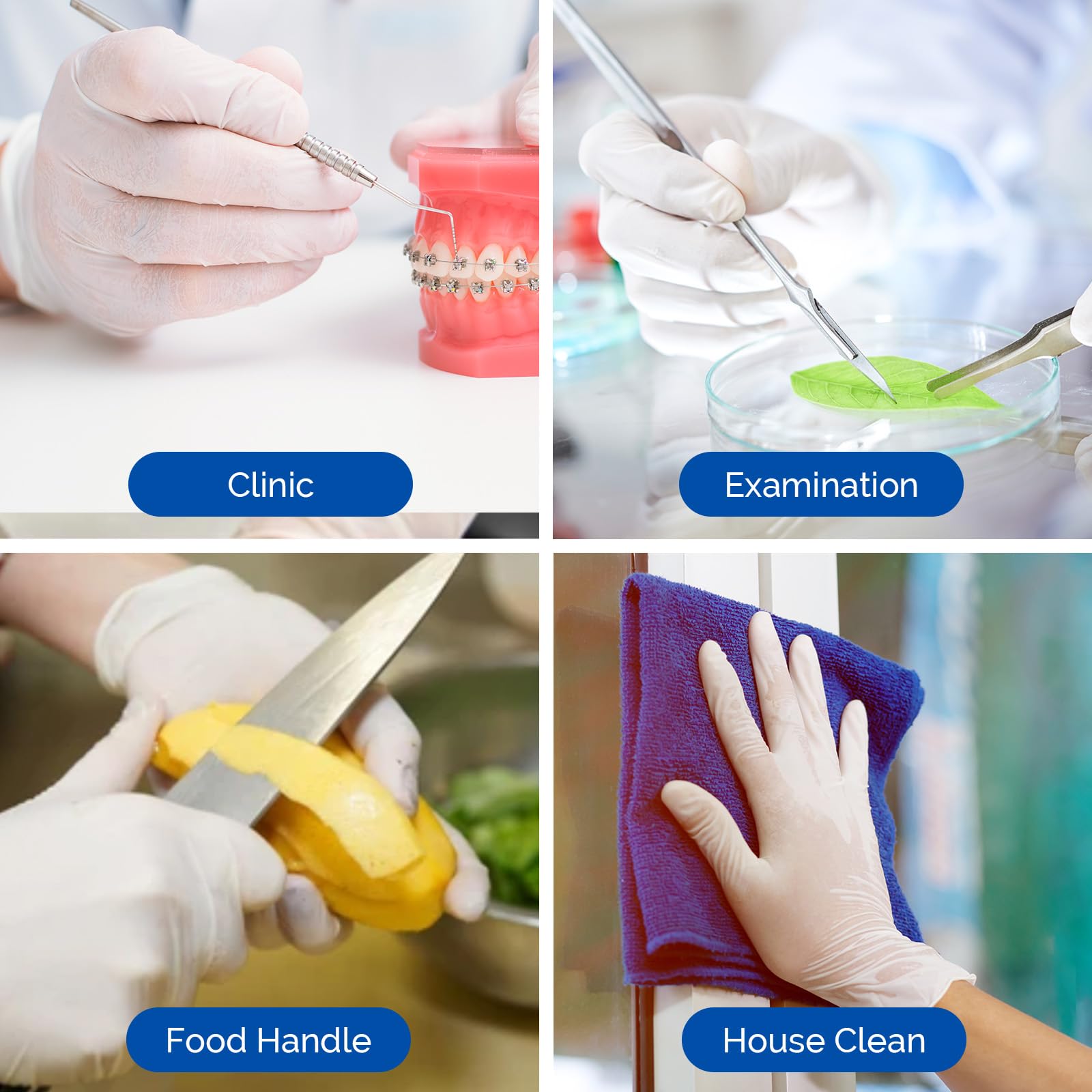 JMU Latex Gloves, Extra Thick 5 Mil Medical Exam Gloves, Powder Free, XS/S/M/L/XL, 100 Count/1000 Count: 1000 Medium