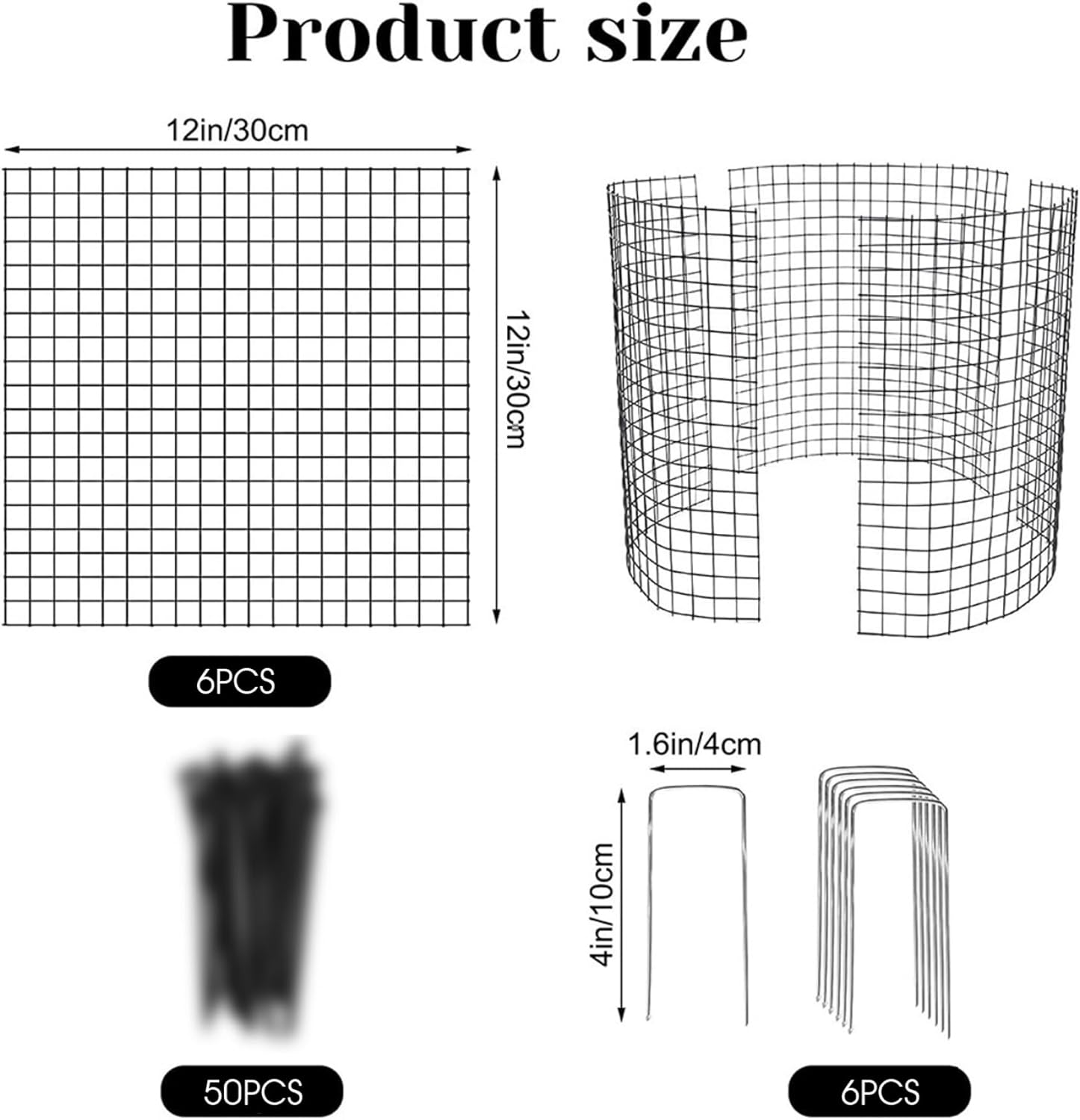 DIY Metal Garden Cloches Plant Protectors from Animals with Stakes & Ties, Flexible & Expandable Cages for Outdoor Garden Beds, 18-Pack