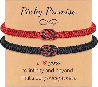 2 Pcs Tibetan Handmade Lucky Bracelet, Tibetan Lucky Amulet Knot Bracelet, Matching Bracelets Red and Black Bracelet for Protection