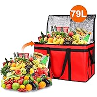 Vista 69 de Bodaon Paquete de 1 bolsas de compras reutilizables aisladas, bolsa enfriadora de picnic XL con cremallera superior para frío, bolsa aislada