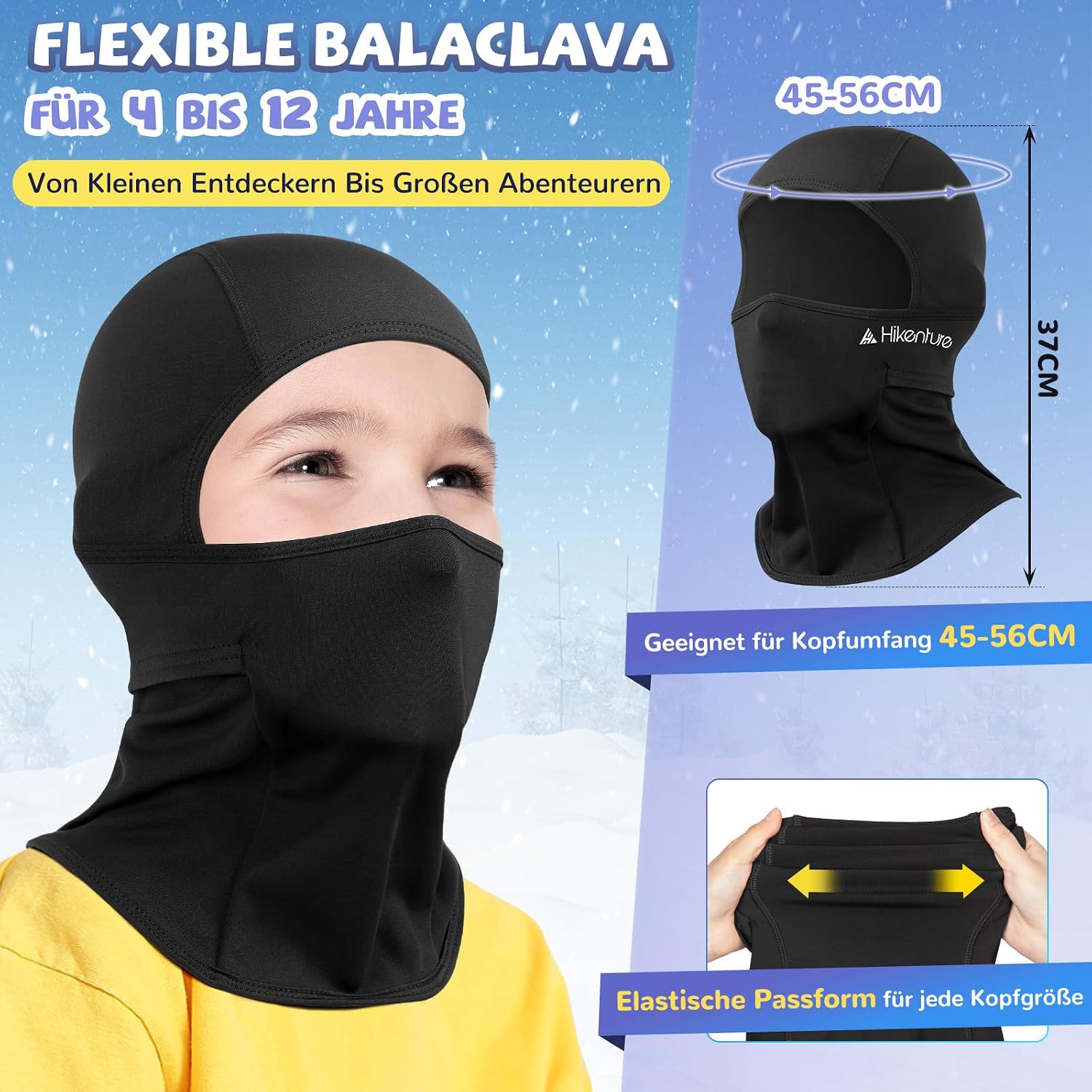 HIKENTURE Zimowa Kominiarka Dziecięca Ciepła i Wiatroszczelna Balaclava Maska Narciarska Pod Kask dla Chłopców i Dziewczynek Do Jazdy Na Rowerze