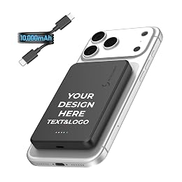 Custom power bank with a high capacity 10,000mAh magnetic metal design, MagSafe compatible portable charger for iPhone 17/16/15/14/13/12, ideal as personalized corporate gifts and bulk logo orders