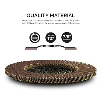 NEIKO 11106A 10 Pack Aluminum Oxide Flap Discs 4-1/2 for Angle Grinder, 40 Grit Flapper Wheel, Flat T27 Grinding Wheel 4.5 Inch Flap Disc, 7/8 Arbor Grinding Disc, Wood & Metal Sanding