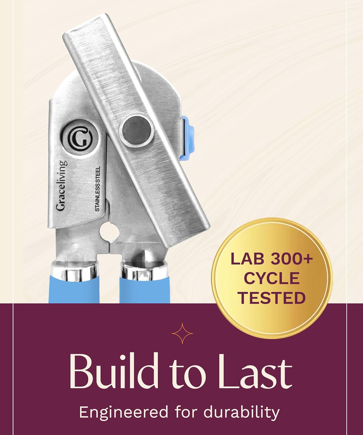 Premium Multifunctional Magnetic Manual Can Opener and Bottle Opener, Heavy Duty Stainless Steel Sharp Cutting Blade and Oversized Easy Turn Knob, Soft-Touch Handle, Kitchen Use, Blue