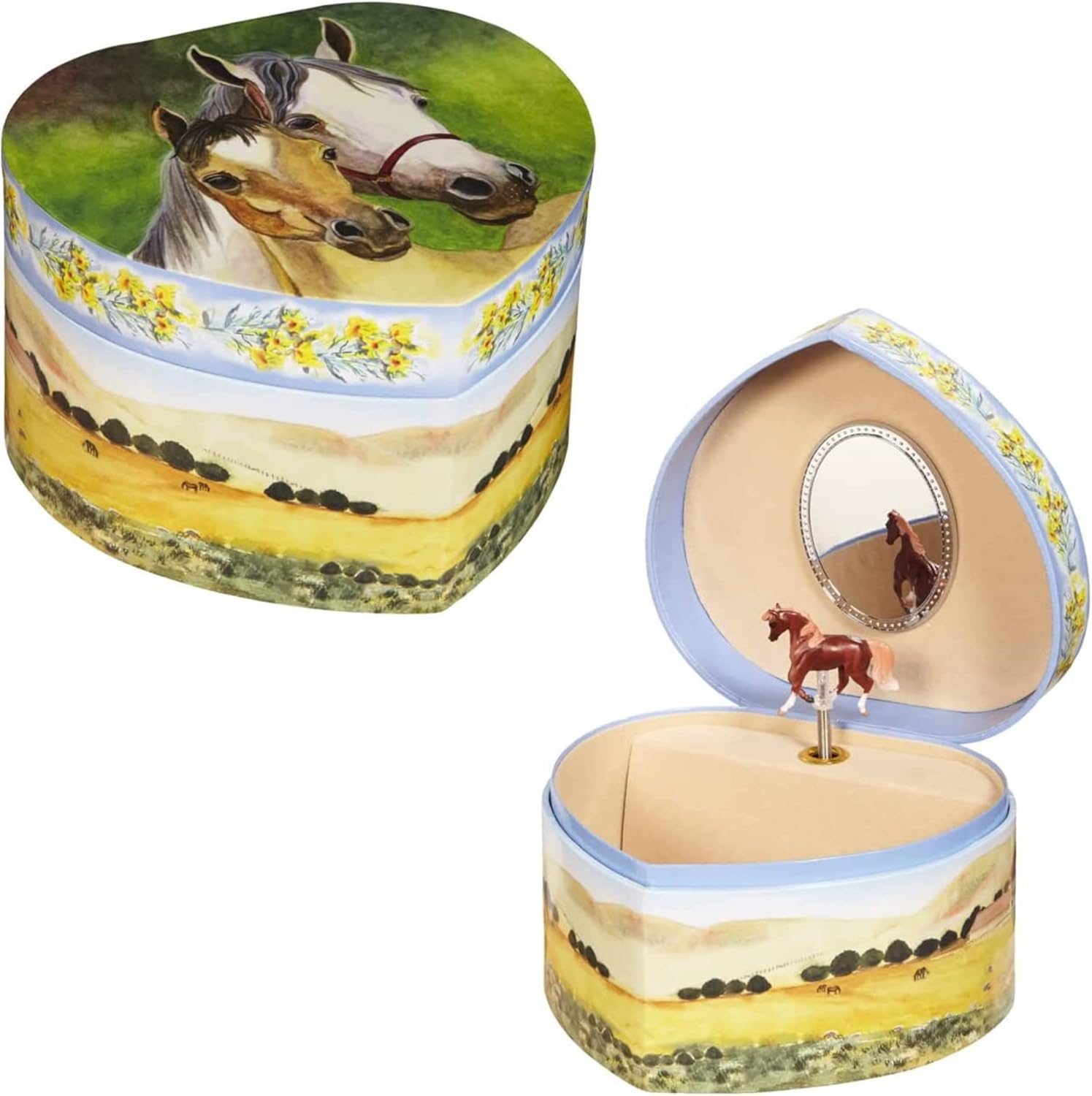 Love Of Horses Heart Musical Jewelry Box for Girls Jewelry Items – Boys Treasure Chest to Store Coins Bands & Accessories – Ideal for Birthdays Valentine's Gifts