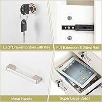 Vista 7 de Bonnlo Archivador de 3 cajones de 26 pulgadas de alto con cerradura, archivador rodante debajo del escritorio, archivadores móviles para oficina