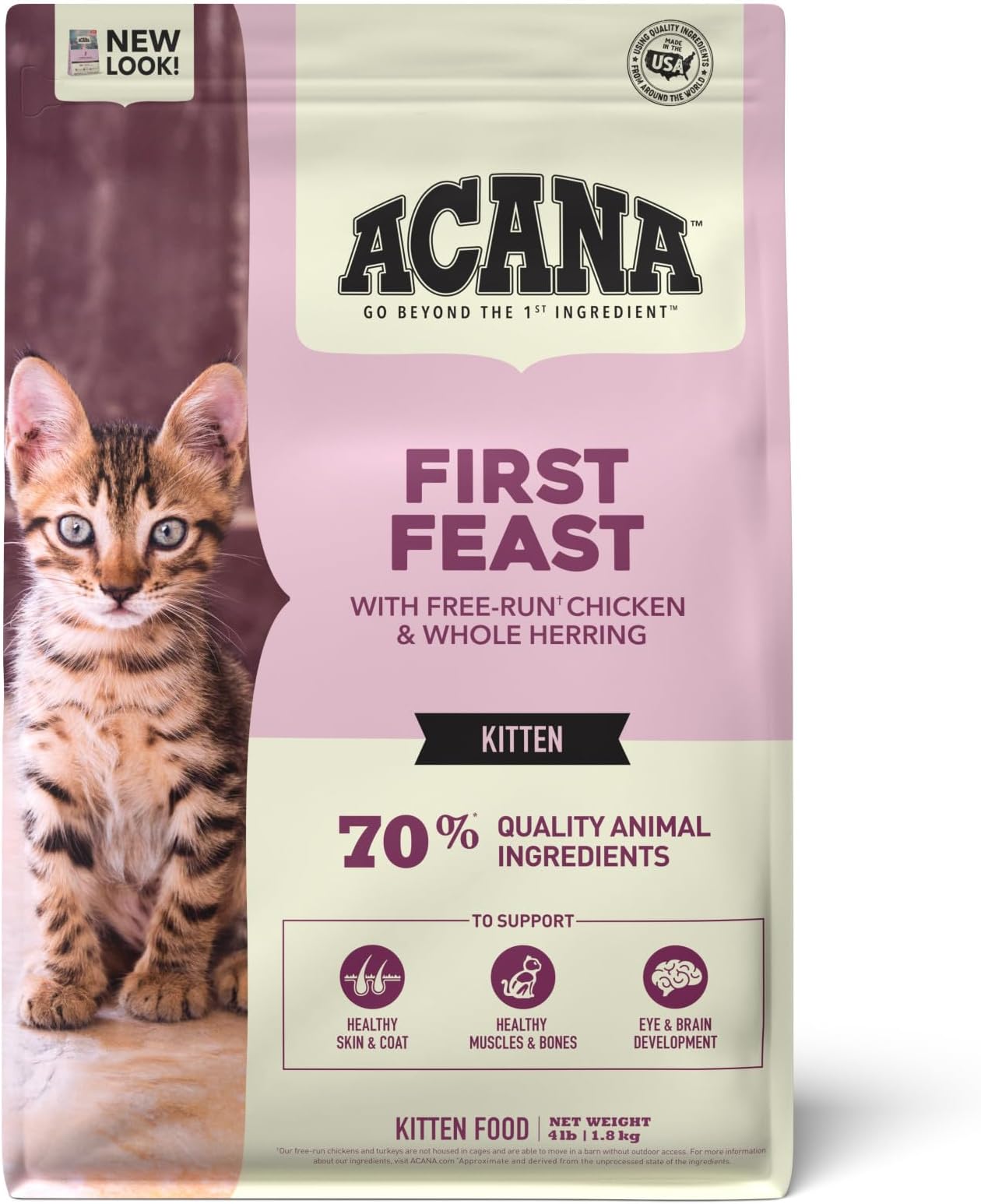 ACANA Dry Cat Food For Kittens First Feast Chicken and Fish 4lb Bag