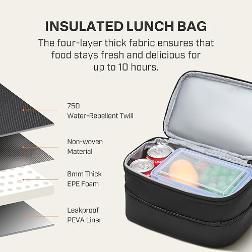 Miniatura 4 de Everfun Lonchera expandible para mujeres con contenedor, regalos de Navidad, bolsa de almuerzo de doble cubierta, aislada, a prueba de fugas, bolsa